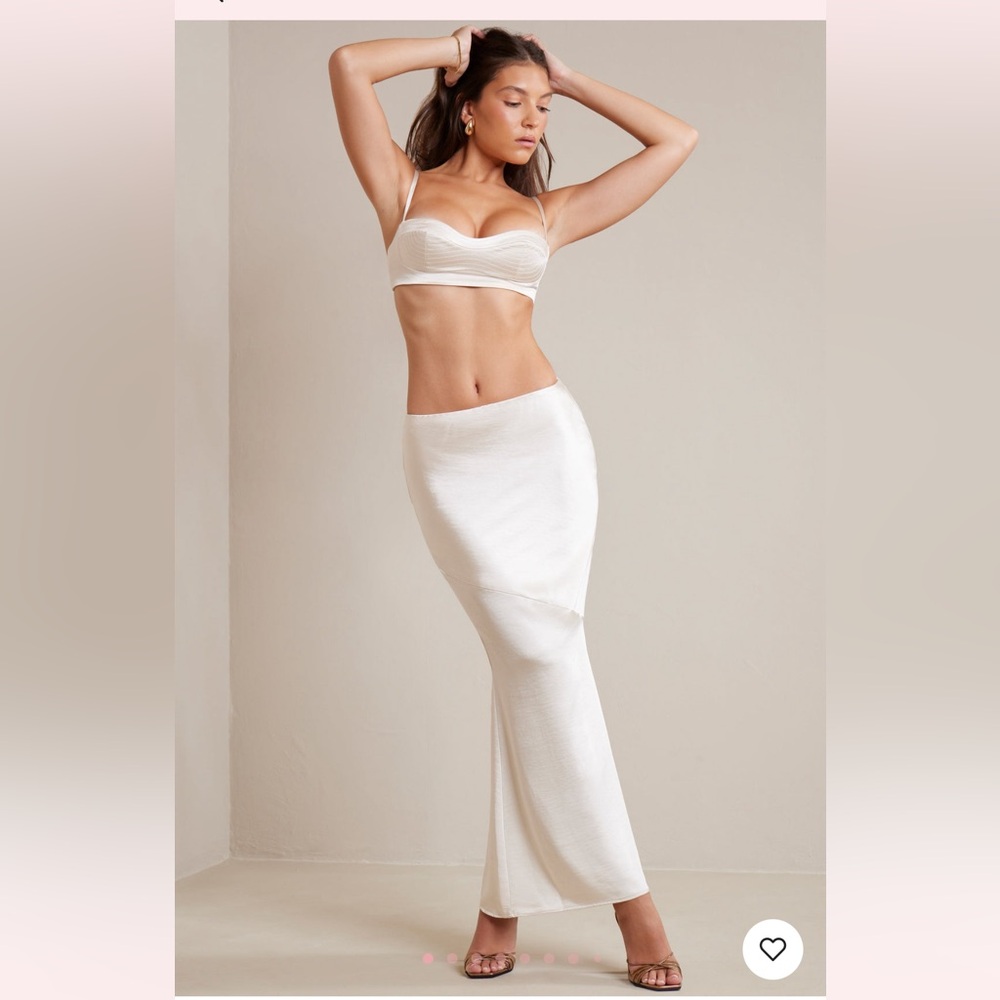 Oh Polly ivory skirt set (silk material) size 6 both top and bottoms worn once,